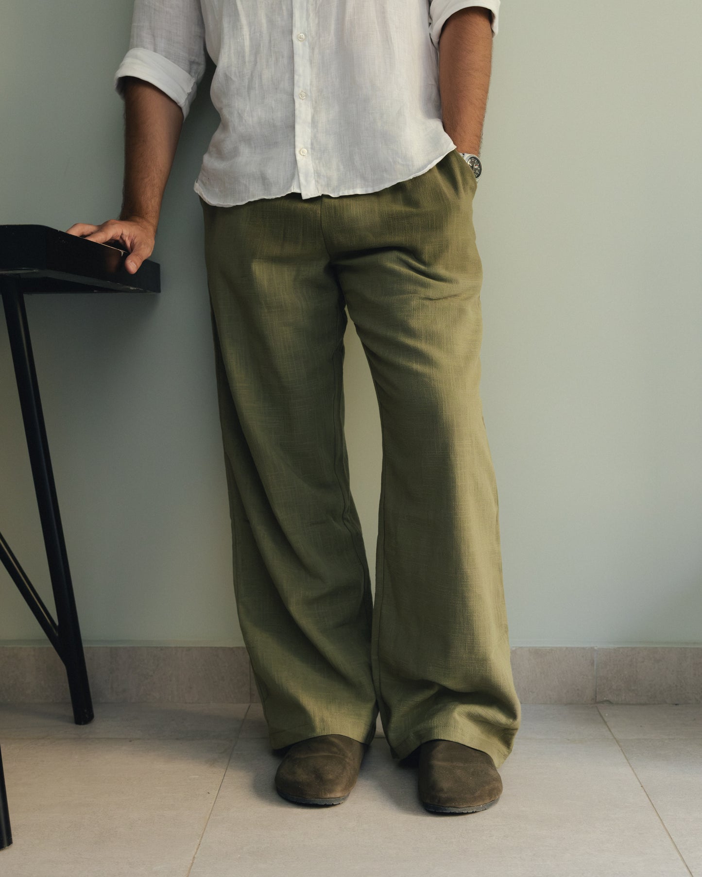 Olive Linen Pants