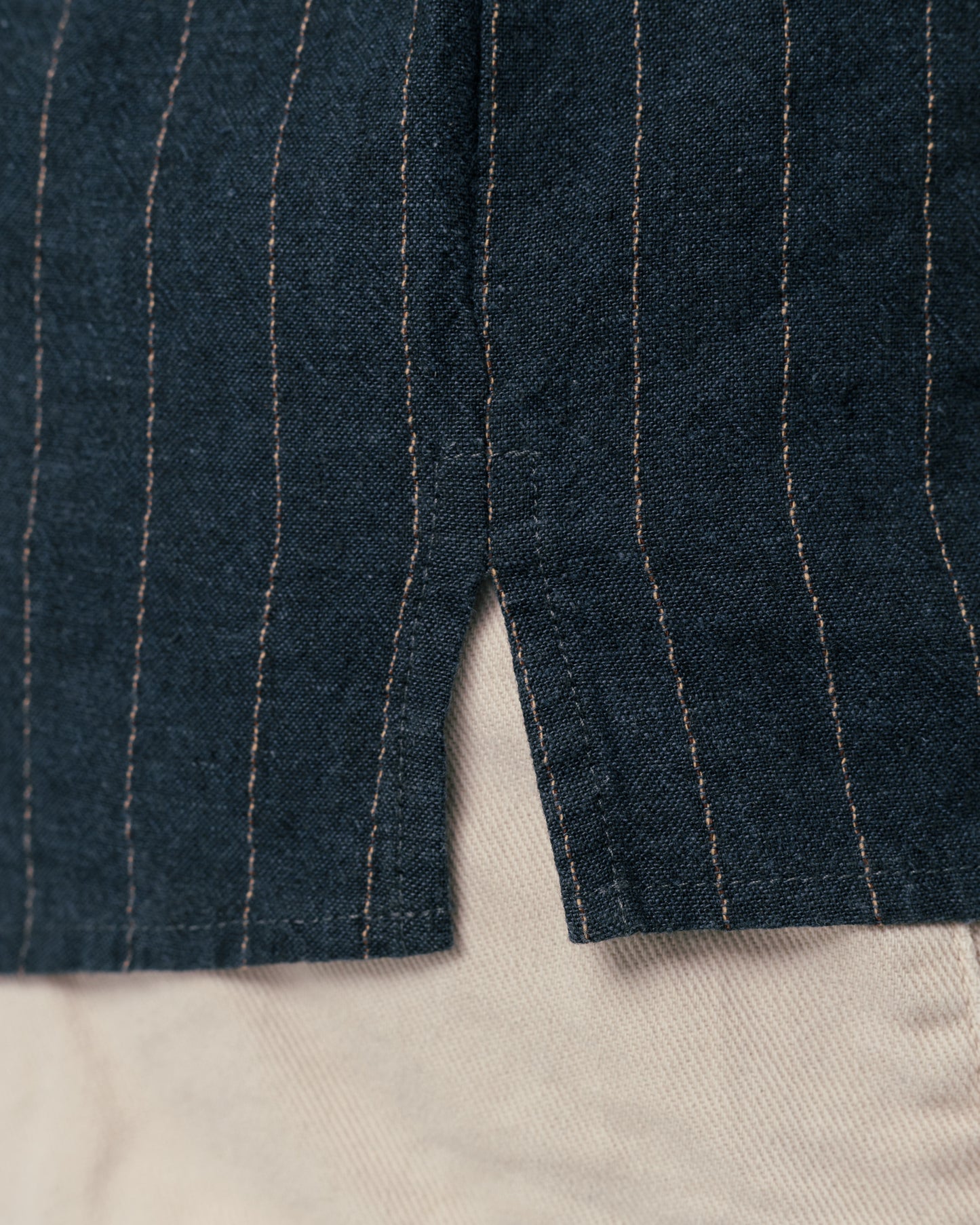 F Navy linen striped shirt