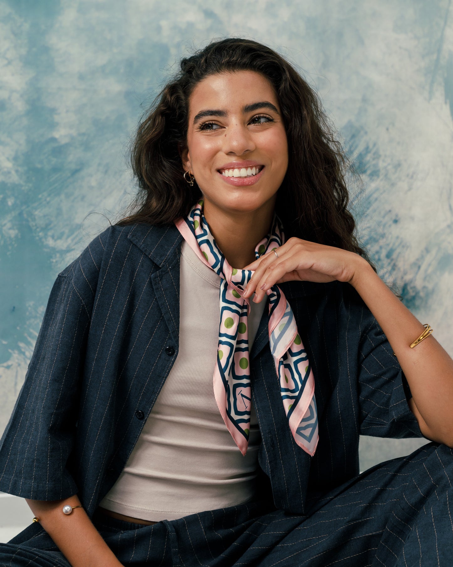 F Navy linen striped shirt