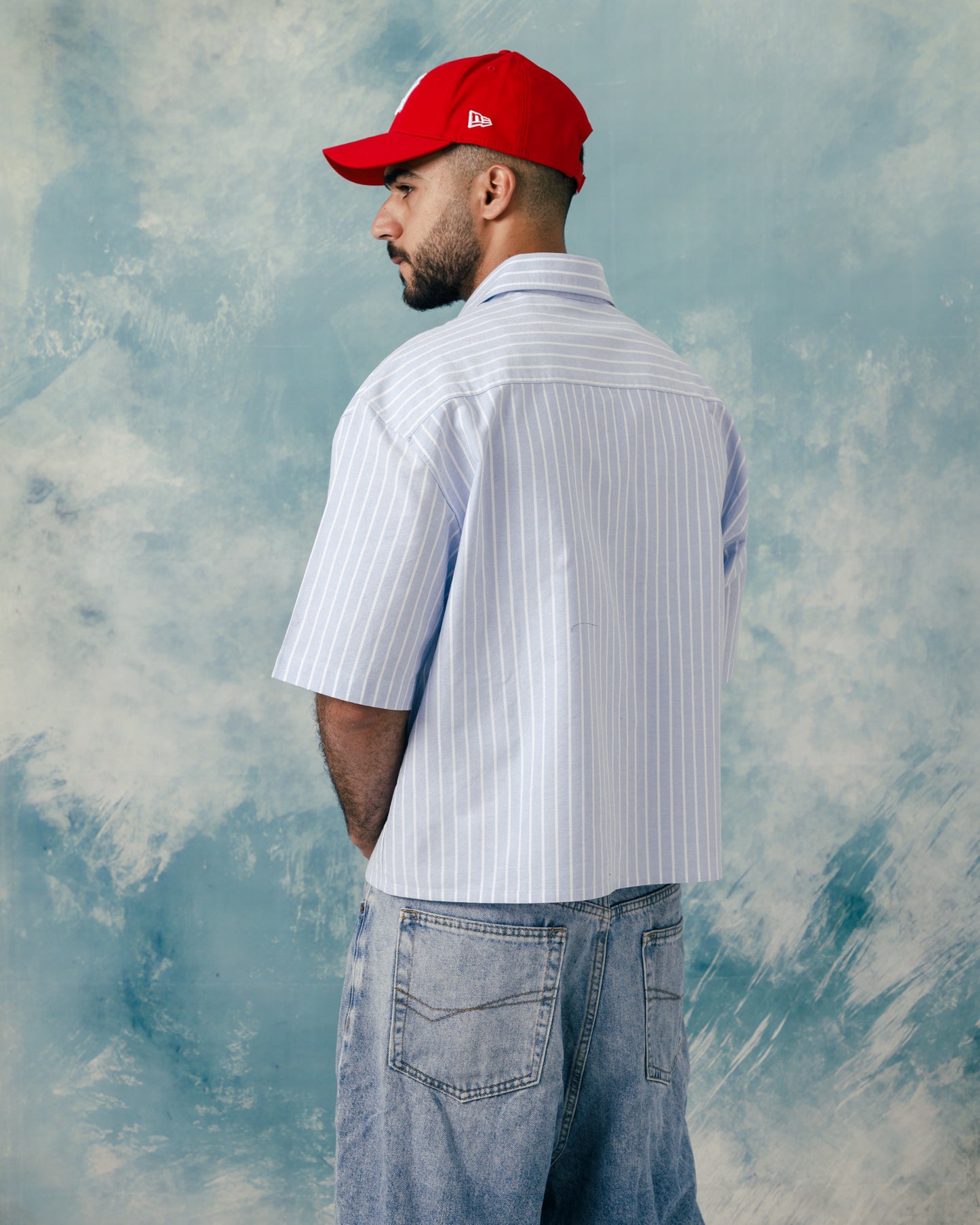 M Boxy blue striped shirt