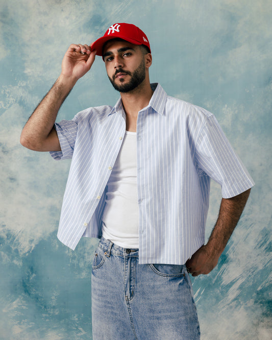 M Boxy blue striped shirt