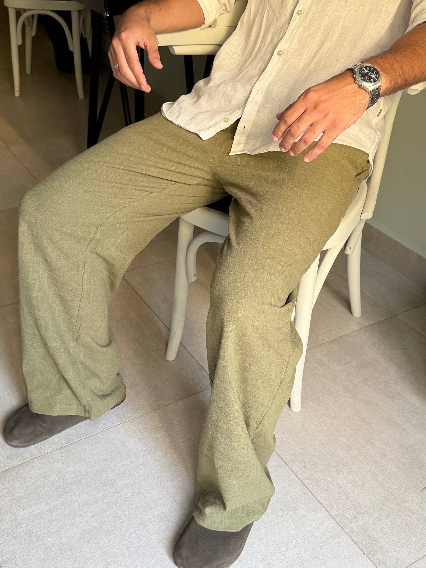 Olive Linen Pants